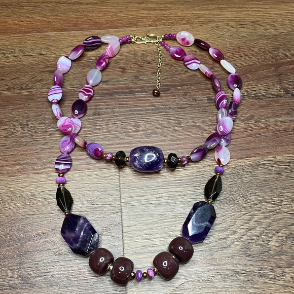 Barse Necklace, Genuine Multi-Stones with Bronze Chain. MSRP $120 - Picture 6 of 9